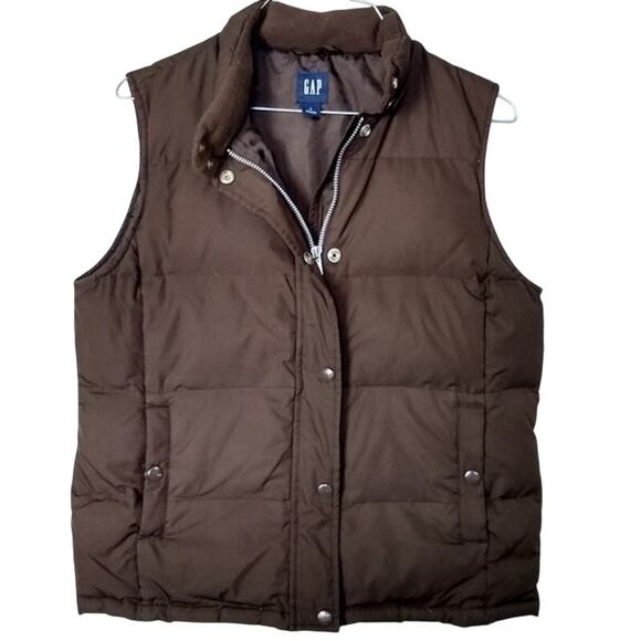 Gap Vintage Down Chocolate Full Zip Puffer Vest S - Picture 2 of 7